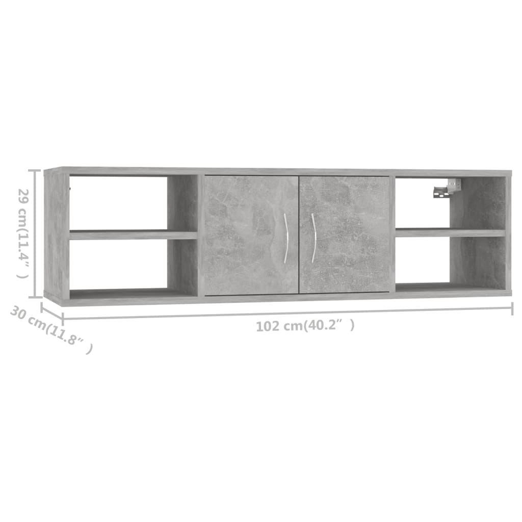 Seinähylly betoninharmaa 102x30x29 cm lastulevy - Sisustajankoti.fi