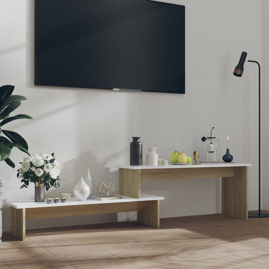TV-taso Sonoma-tammi ja valkoinen 180x30x43 cm lastulevy - Sisustajankoti.fi