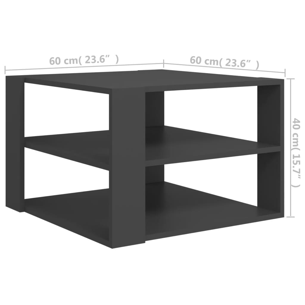 Sohvapöytä harmaa 60x60x40 cm lastulevy - Sisustajankoti.fi