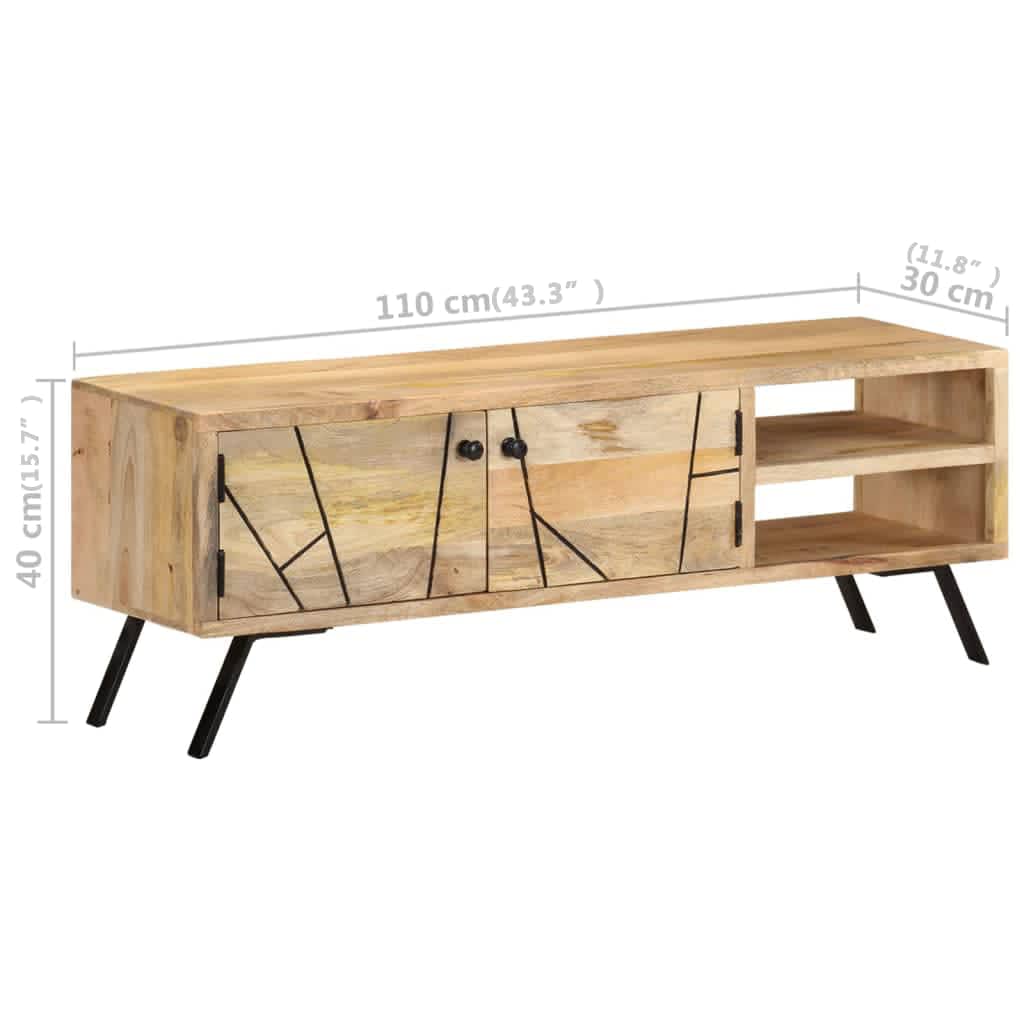 TV-taso 110x30x40 cm täysi mangopuu - Sisustajankoti.fi