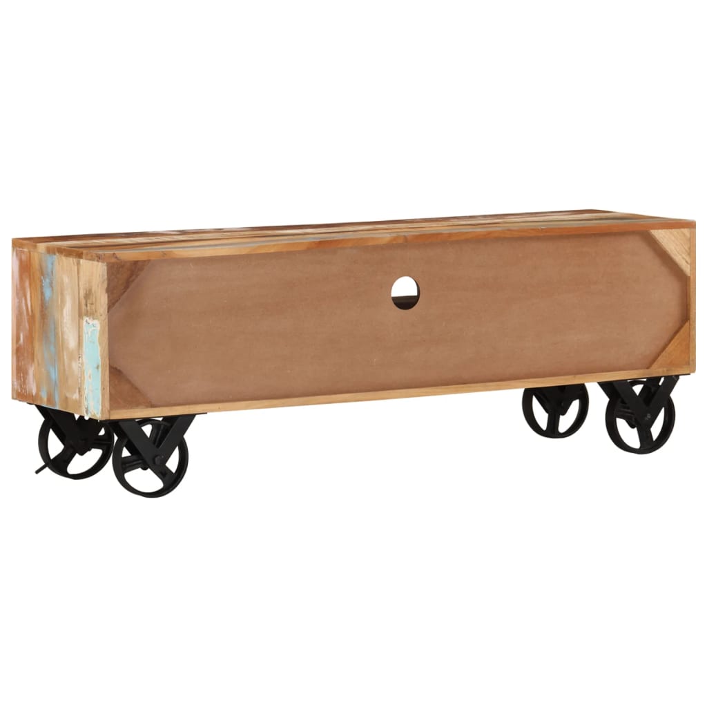 TV-taso pyörillä 110x30x37 cm kierrätetty täyspuu - Sisustajankoti.fi