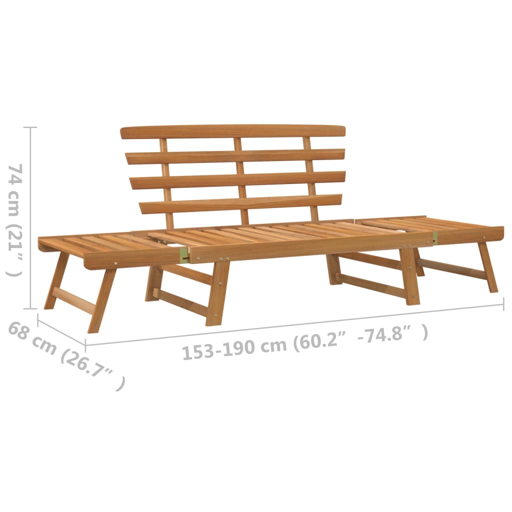 Puutarhapenkki 2-in-1 190 cm täysi akaasiapuu - Sisustajankoti.fi