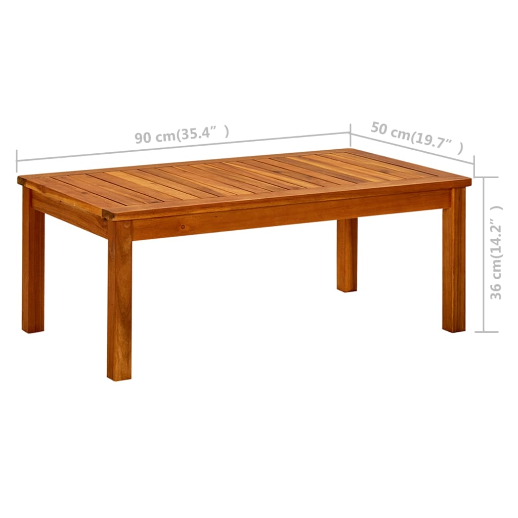 Puutarhan sohvapöytä 90x50x36 cm täysi akaasiapuu - Sisustajankoti.fi
