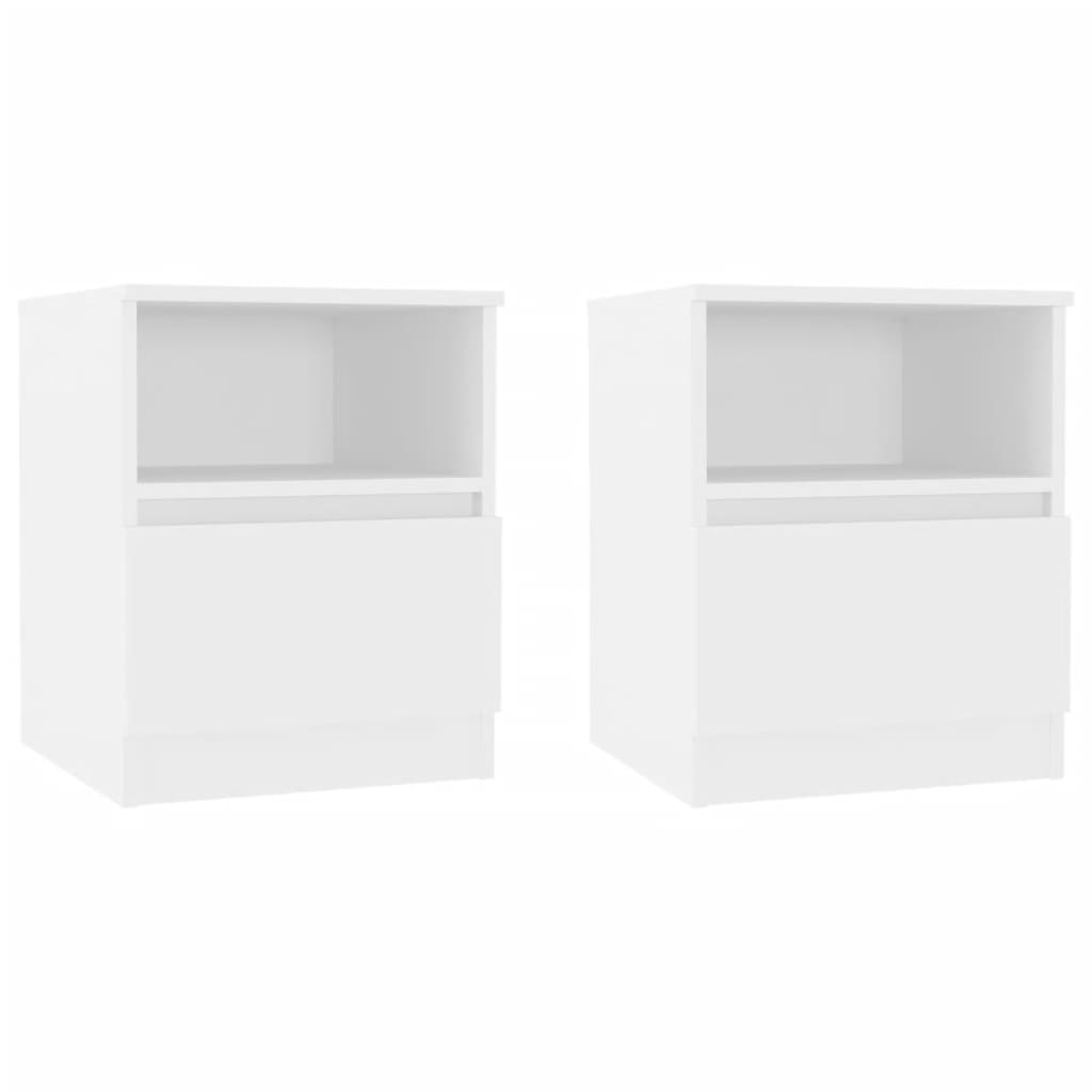 Yöpöydät 2 kpl valkoinen 40x40x50 cm lastulevy - Sisustajankoti.fi