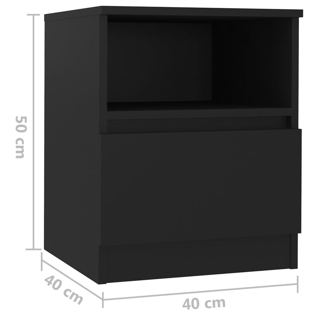 Yöpöydät 2 kpl musta 40x40x50 cm lastulevy - Sisustajankoti.fi