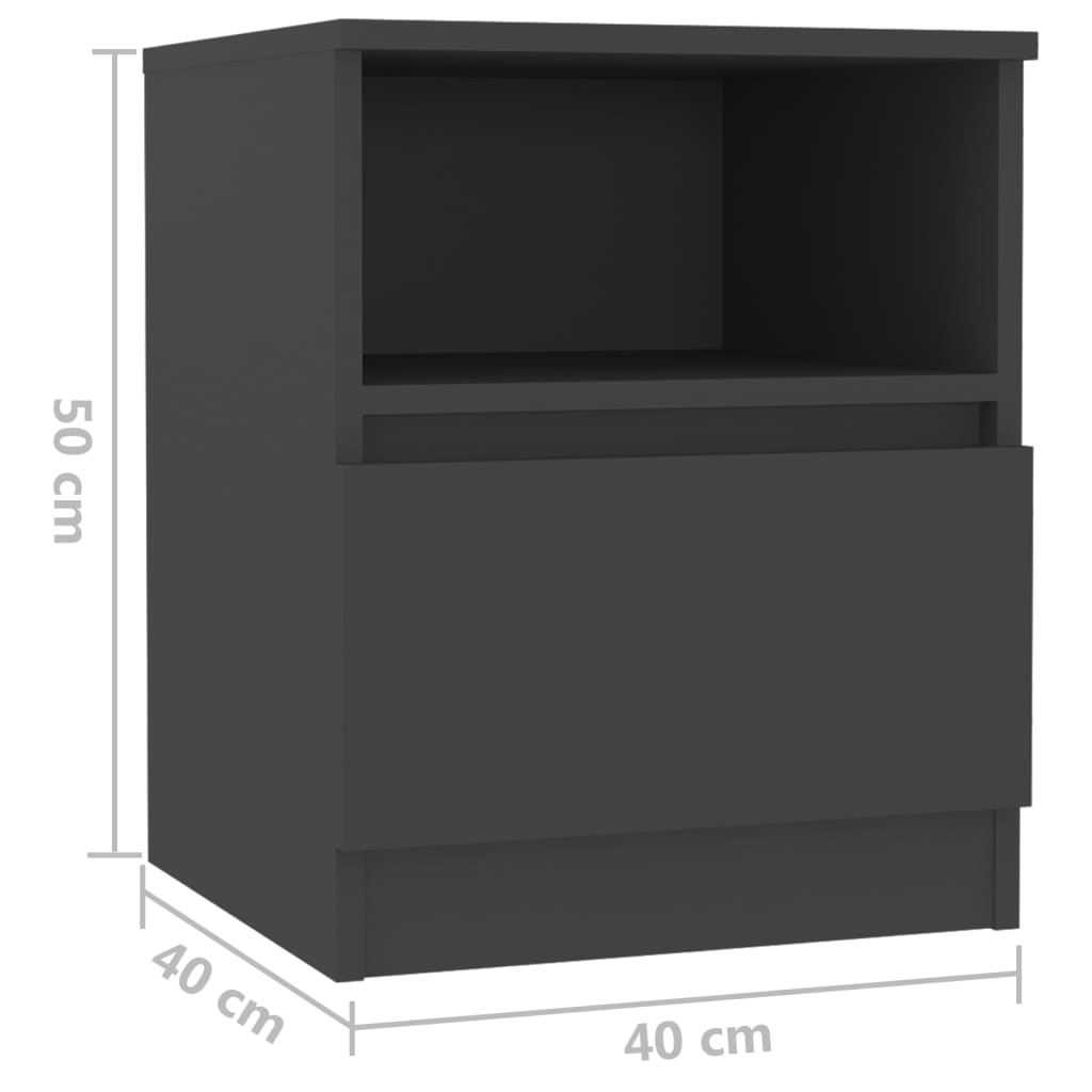 Yöpöydät 2 kpl harmaa 40x40x50 cm lastulevy - Sisustajankoti.fi