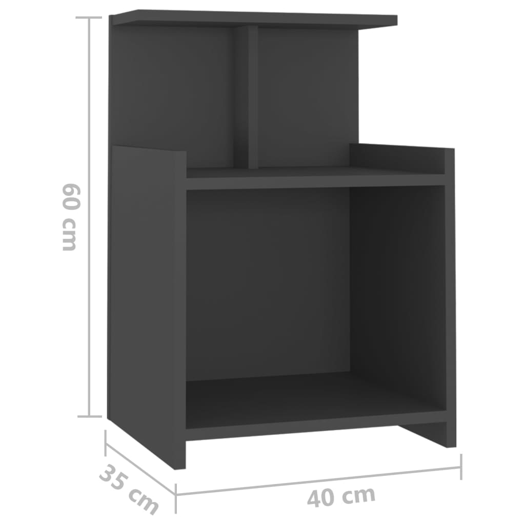 Yöpöydät 2 kpl harmaa 40x35x60 cm lastulevy - Sisustajankoti.fi