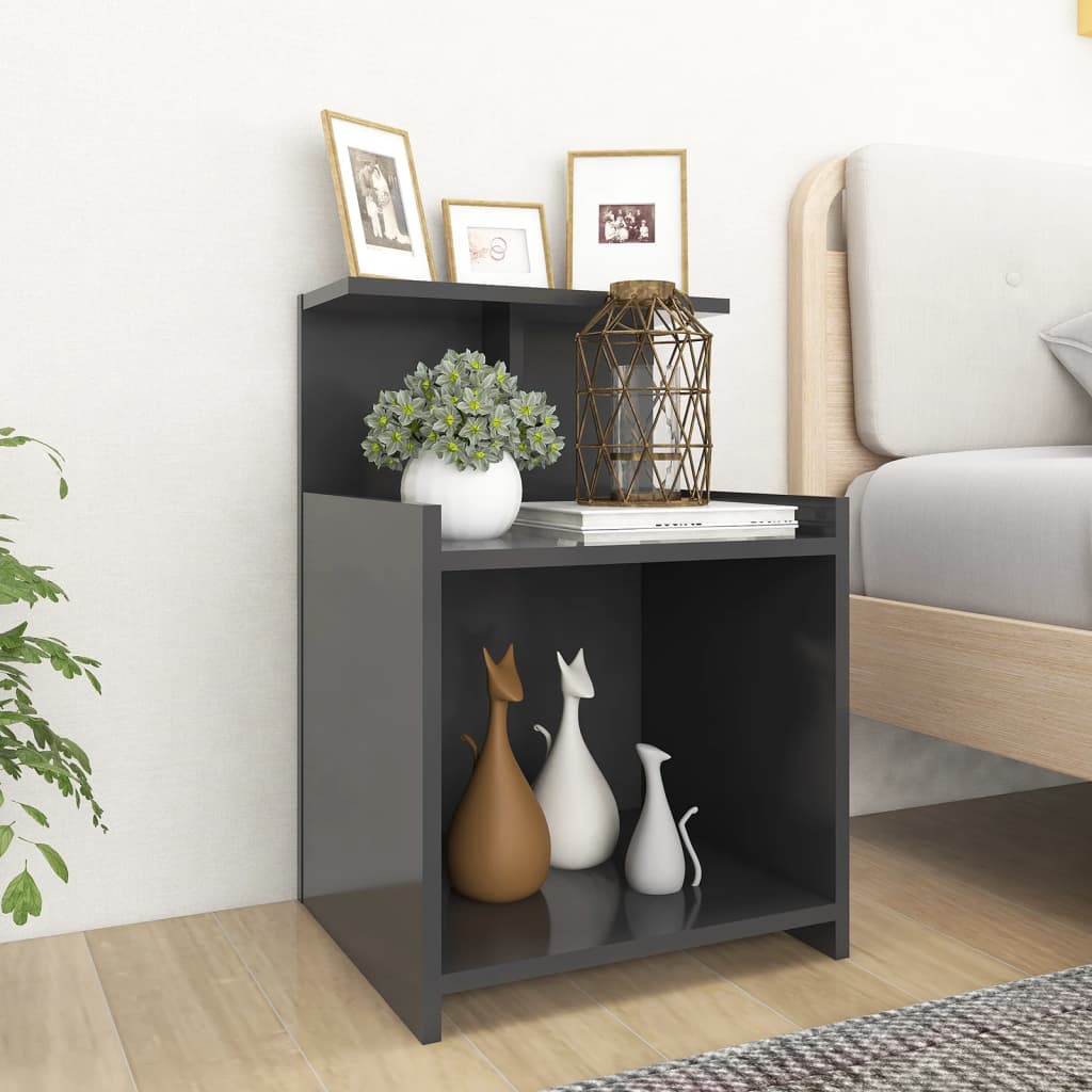 Yöpöydät 2 kpl harmaa 40x35x60 cm lastulevy - Sisustajankoti.fi