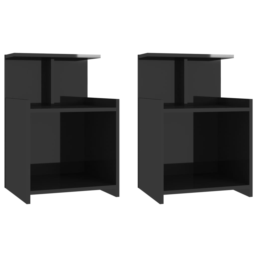 Yöpöydät 2 kpl korkeakiilto musta 40x35x60 cm lastulevy - Sisustajankoti.fi