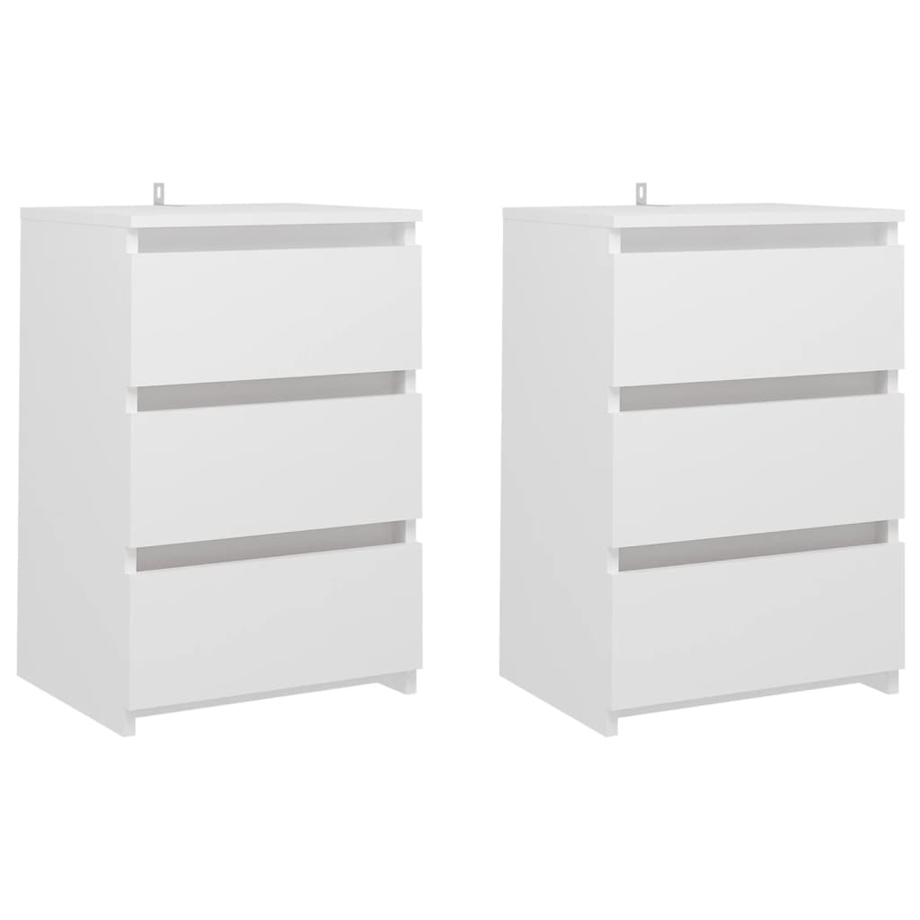 Yöpöydät 2 kpl valkoinen 40x35x62,5 cm lastulevy - Sisustajankoti.fi