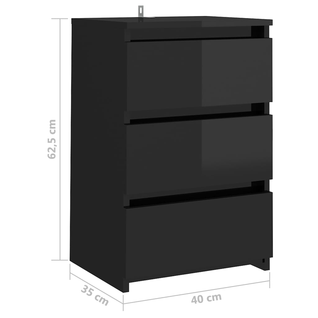 Yöpöytä korkeakiilto musta 40x35x62,5 cm lastulevy - Sisustajankoti.fi