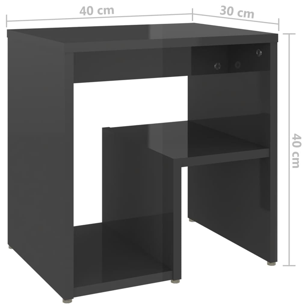 Yöpöytä korkeakiilto harmaa 40x30x40 cm - Sisustajankoti.fi