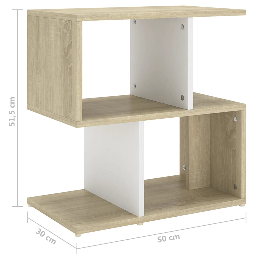Yöpöydät 2kpl valkoinen ja Sonoma-tammi 50x30x51,5 cm lastulevy - Sisustajankoti.fi