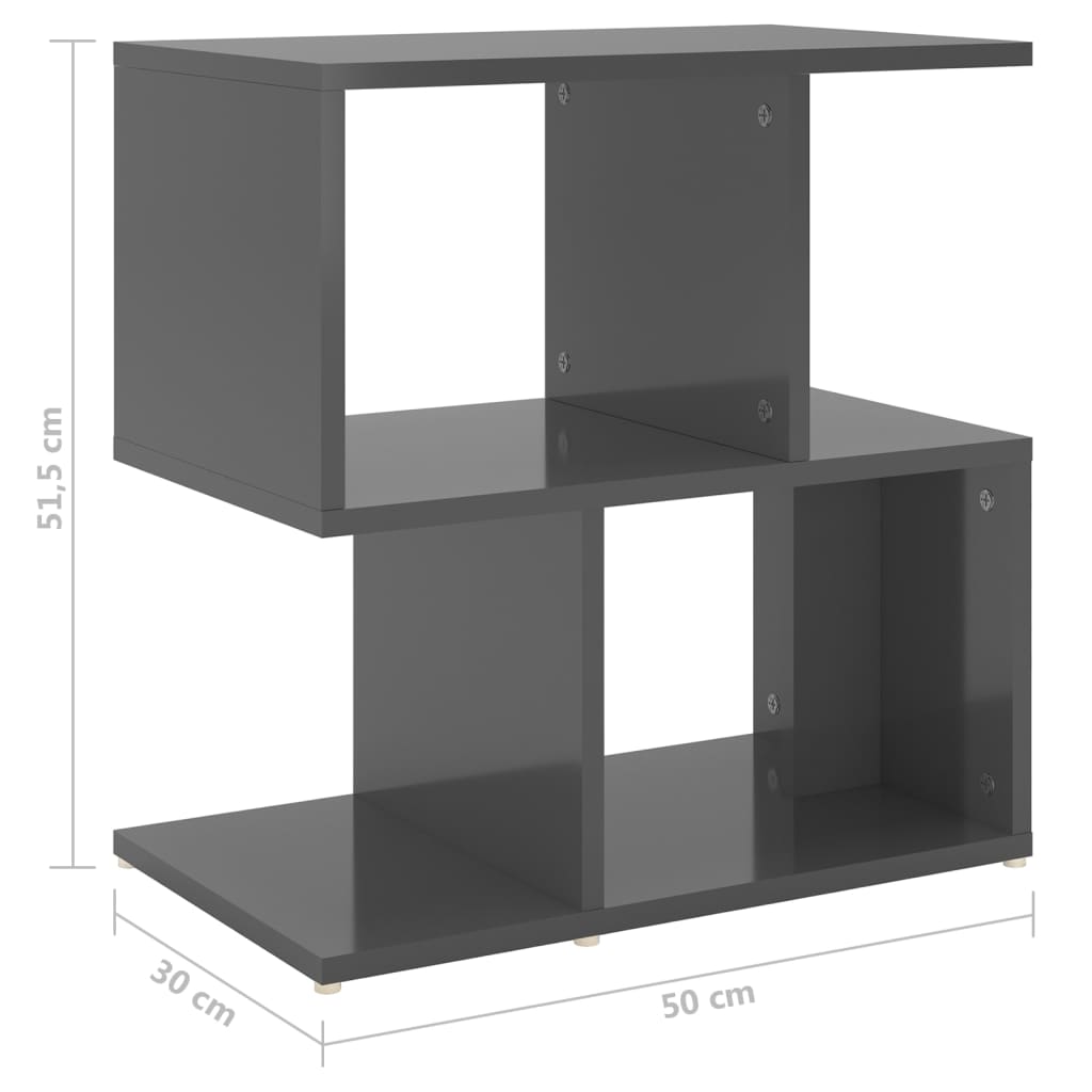 Yöpöytä korkeakiilto harmaa 50x30x51,5 cm lastulevy - Sisustajankoti.fi