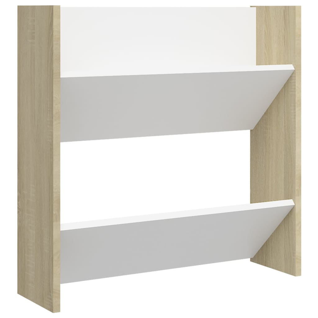 Seinäkenkäkaapit 2 kpl valk./Sonoma-tammi 60x18x60 cm lastulevy - Sisustajankoti.fi