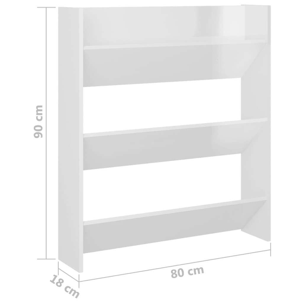 Seinäkenkäkaappi korkeakiilto valkoinen 80x18x90 cm lastulevy - Sisustajankoti.fi