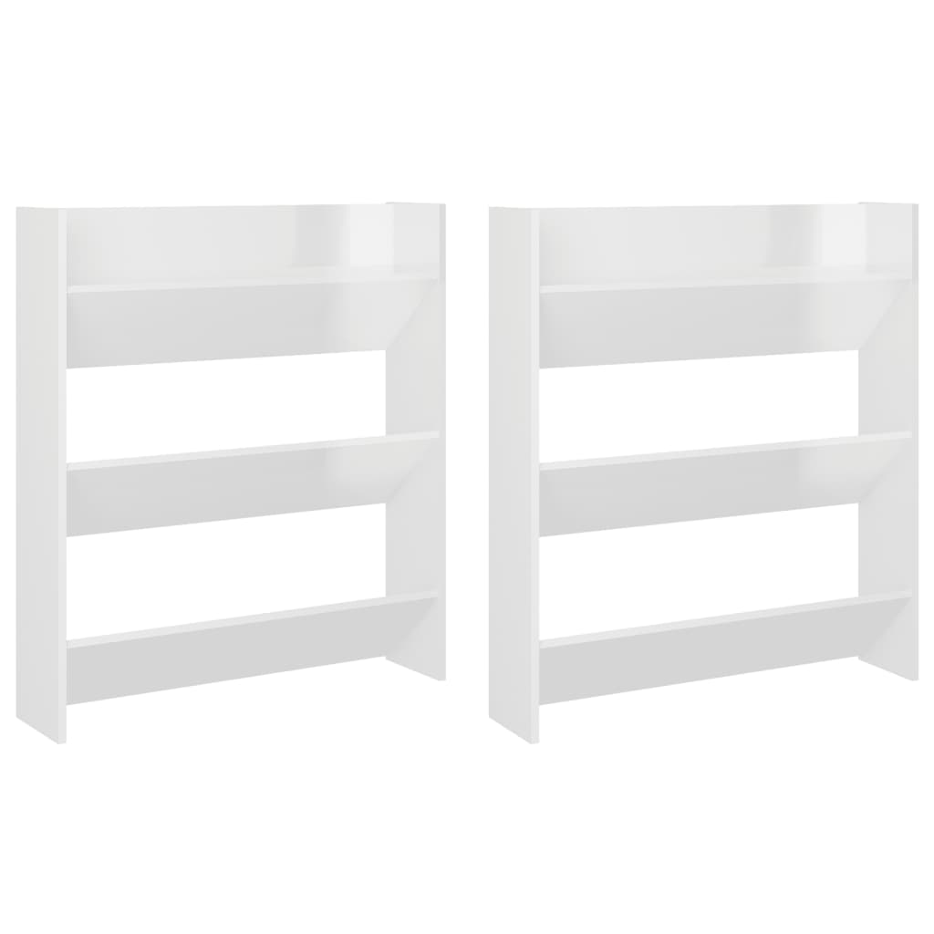Seinäkenkäkaapit 2 kpl korkeakiilto valk. 80x18x90 cm lastulevy - Sisustajankoti.fi
