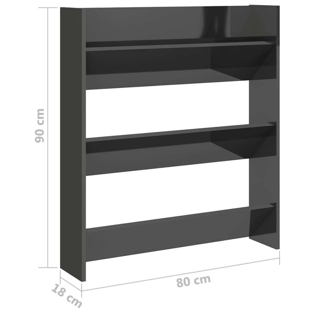 Seinäkenkäkaapit 2 kpl korkeakiilto harm. 80x18x90 cm lastulevy - Sisustajankoti.fi