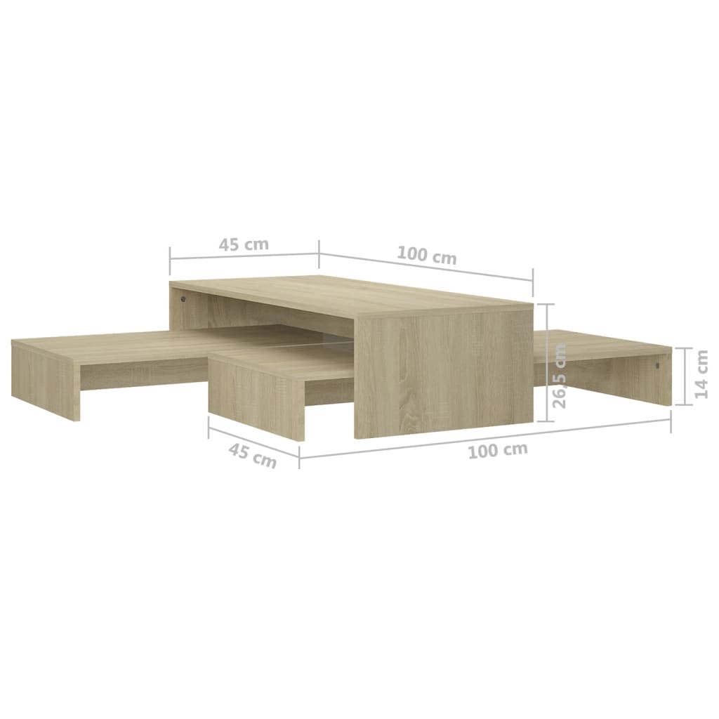 Sohvapöytäsarja Sonoma-tammi 100x100x26,5 cm lastulevy - Sisustajankoti.fi