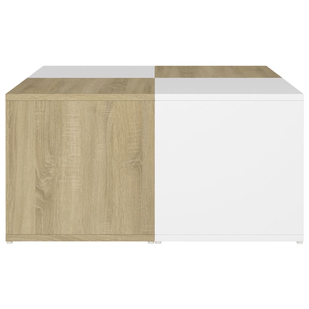 Sohvapöydät 4 kpl valk. ja Sonoma-tammi 33x33x33 cm lastulevy - Sisustajankoti.fi