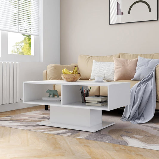 Sohvapöytä valkoinen 103,5x50x44,5 cm lastulevy - Sisustajankoti.fi