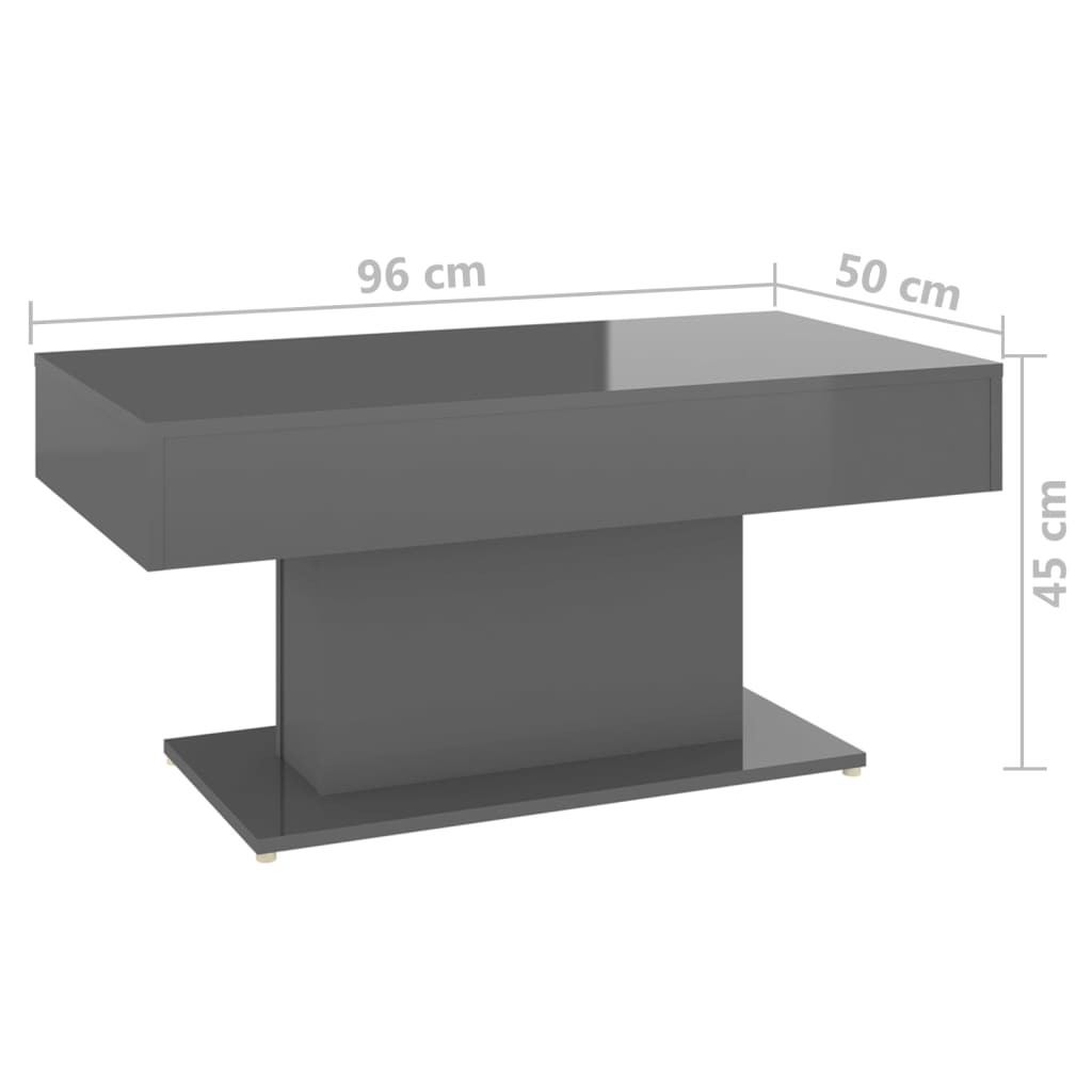 Sohvapöytä korkeakiilto harmaa 96x50x45 cm lastulevy - Sisustajankoti.fi
