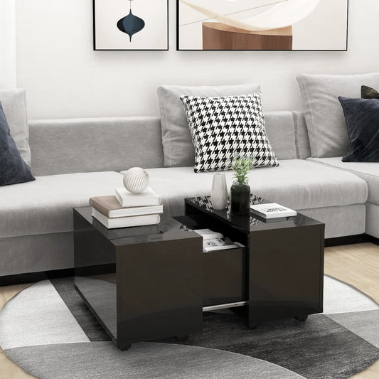 Sohvapöytä korkeakiilto musta 60x60x38 cm lastulevy - Sisustajankoti.fi