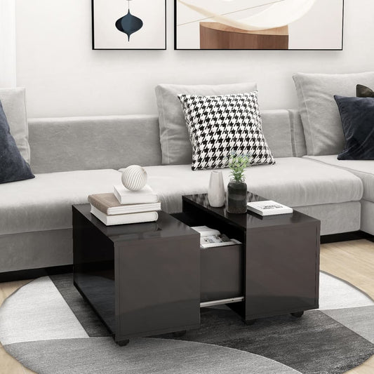 Sohvapöytä korkeakiilto harmaa 60x60x38 cm lastulevy - Sisustajankoti.fi