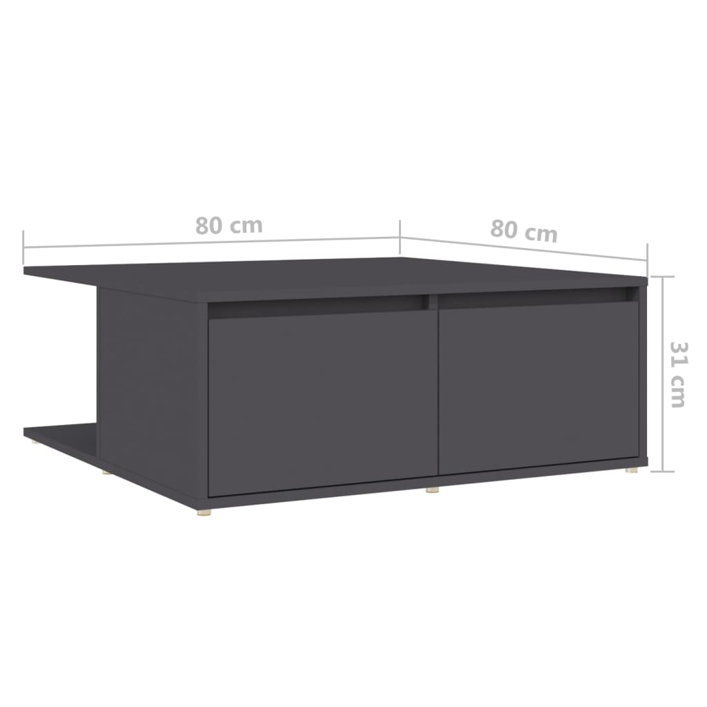 Sohvapöytä harmaa 80x80x31 cm lastulevy - Sisustajankoti.fi