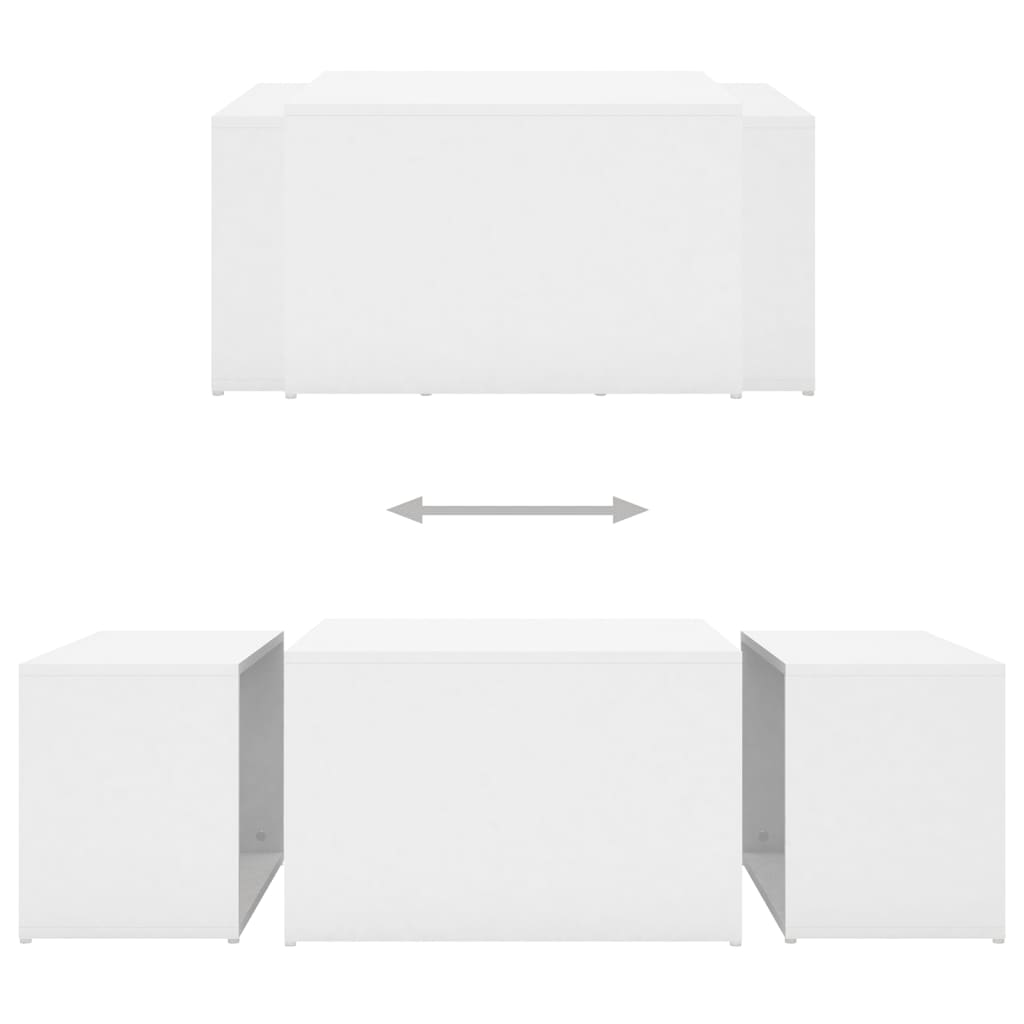 3-osainen Sohvapöytäsarja valkoinen 60x60x30 cm lastulevy - Sisustajankoti.fi