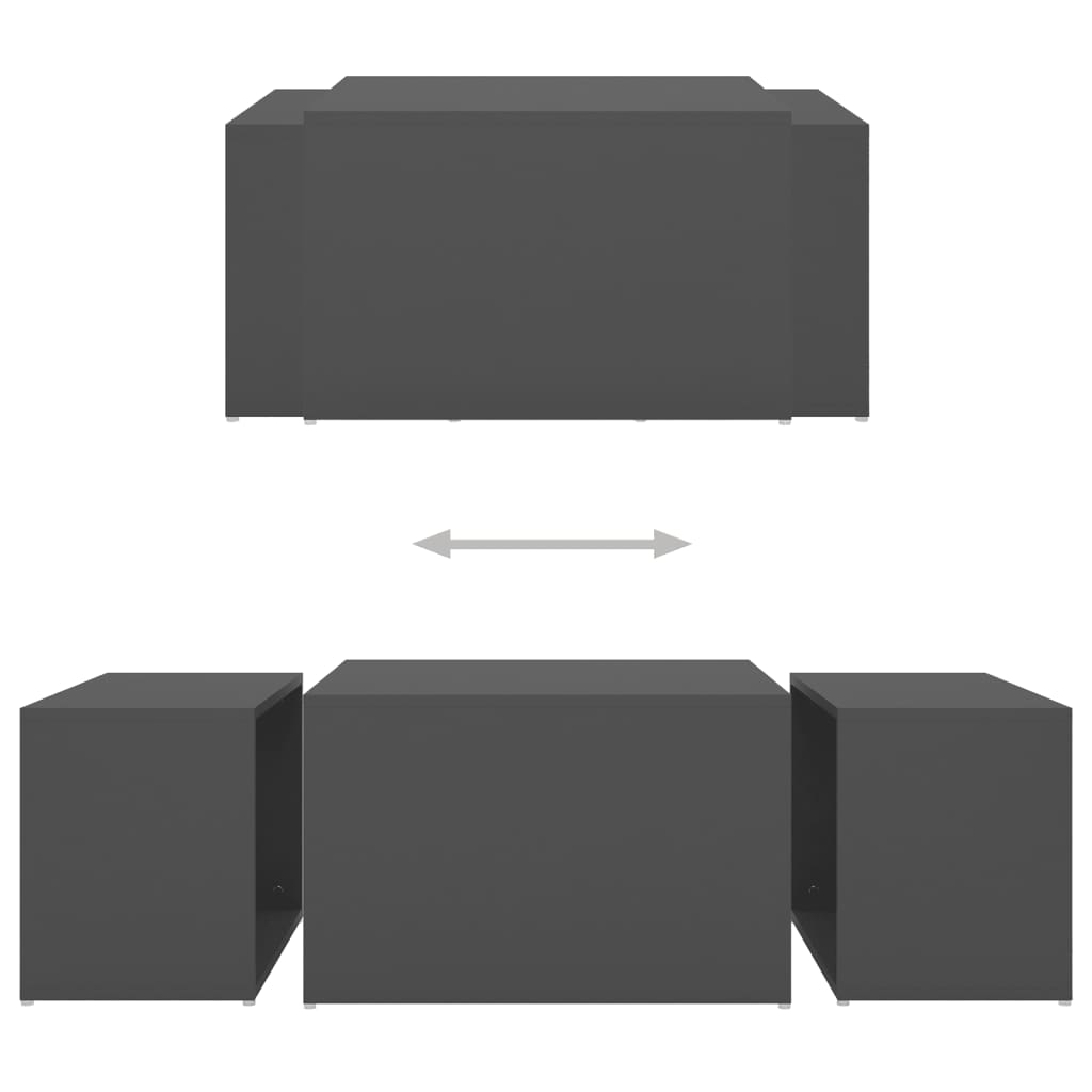 3-osainen Sohvapöytäsarja harmaa 60x60x30 cm lastulevy - Sisustajankoti.fi