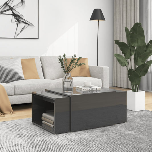 3-osainen sohvapöytäsarja korkeakiilto harmaa 60x60x30 cm - Sisustajankoti.fi
