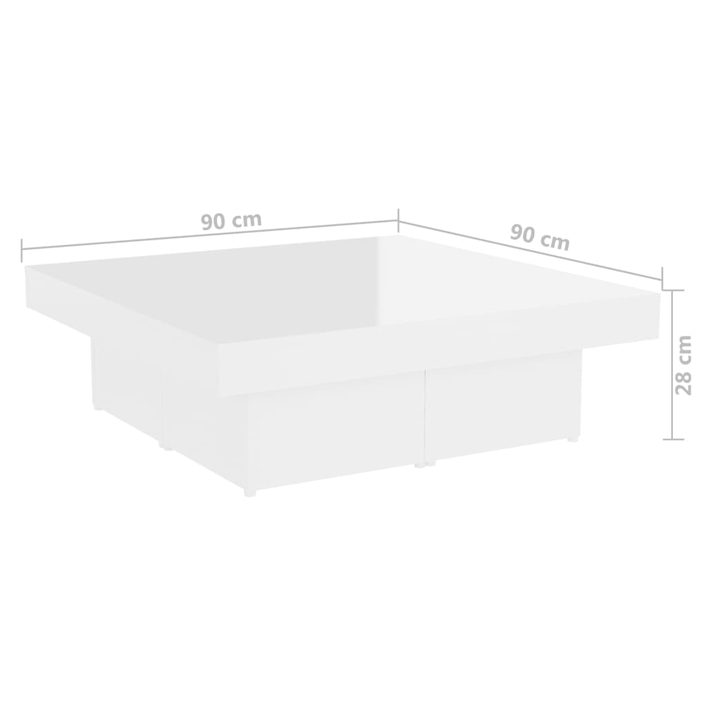 Sohvapöytä korkeakiilto valkoinen 90x90x28 cm lastulevy - Sisustajankoti.fi
