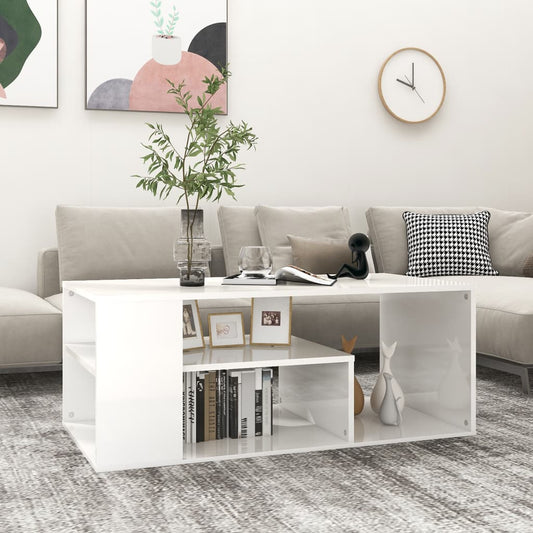 Sohvapöytä korkeakiilto valkoinen 100x50x40 cm lastulevy - Sisustajankoti.fi