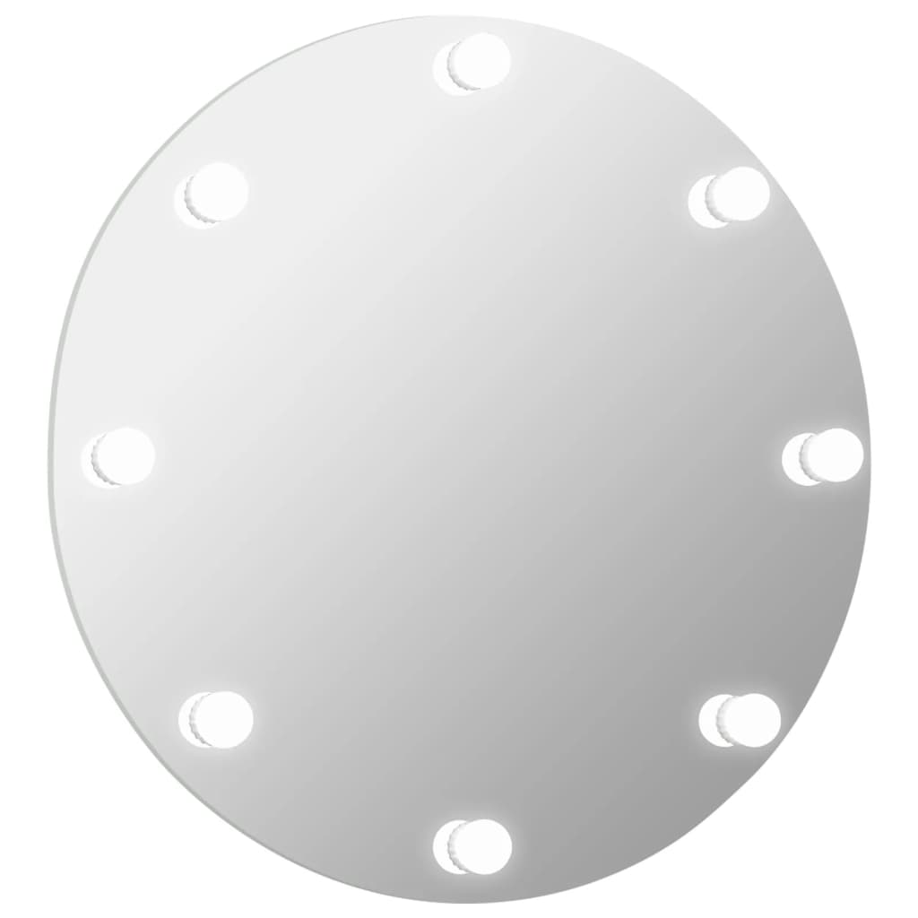 Seinäpeili kehyksetön LED-valoilla pyöreä lasi - Sisustajankoti.fi