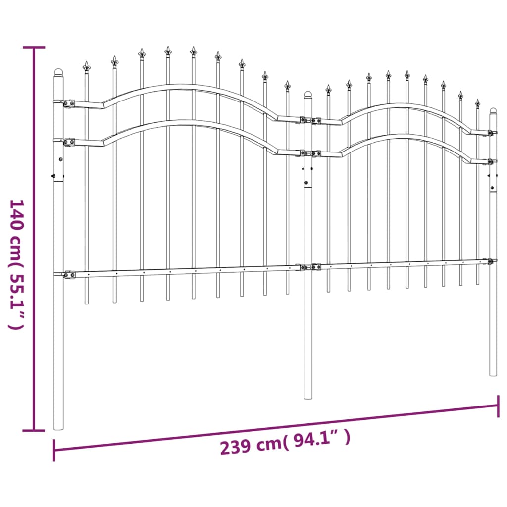 Puutarha-aita keihäskärjillä musta 140 cm jauhemaalattu teräs - Sisustajankoti.fi