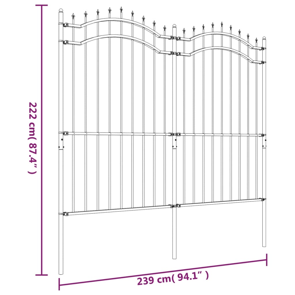 Puutarha-aita keihäskärjillä musta 222 cm jauhemaalattu teräs - Sisustajankoti.fi