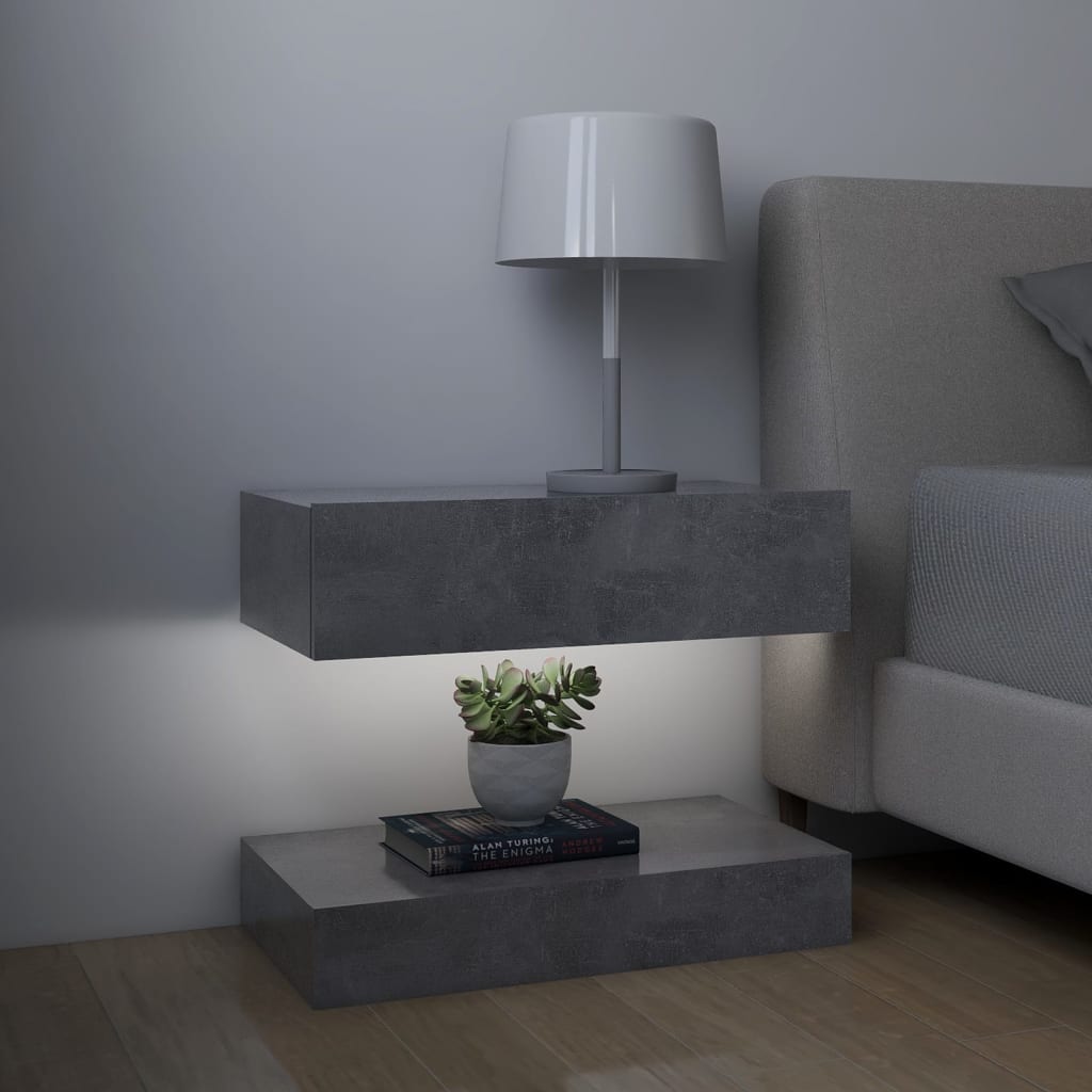 Yöpöydät 2kp betoninharmaa 60x35 cm - Sisustajankoti.fi
