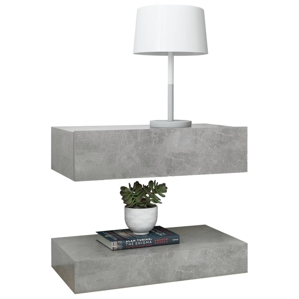 Yöpöydät 2kp betoninharmaa 60x35 cm - Sisustajankoti.fi