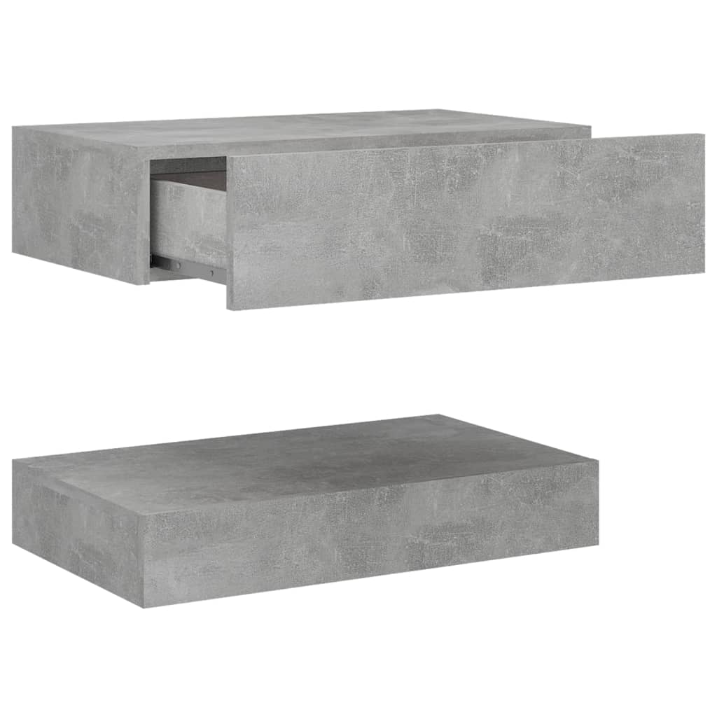 Yöpöydät 2kp betoninharmaa 60x35 cm - Sisustajankoti.fi