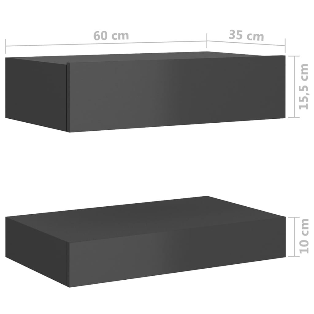 Yöpöytä korkeakiilto harmaa 60x35 cm - Sisustajankoti.fi