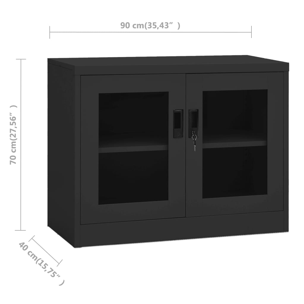 Toimistokaappi antrasiitti 90x40x70 cm teräs - Sisustajankoti.fi