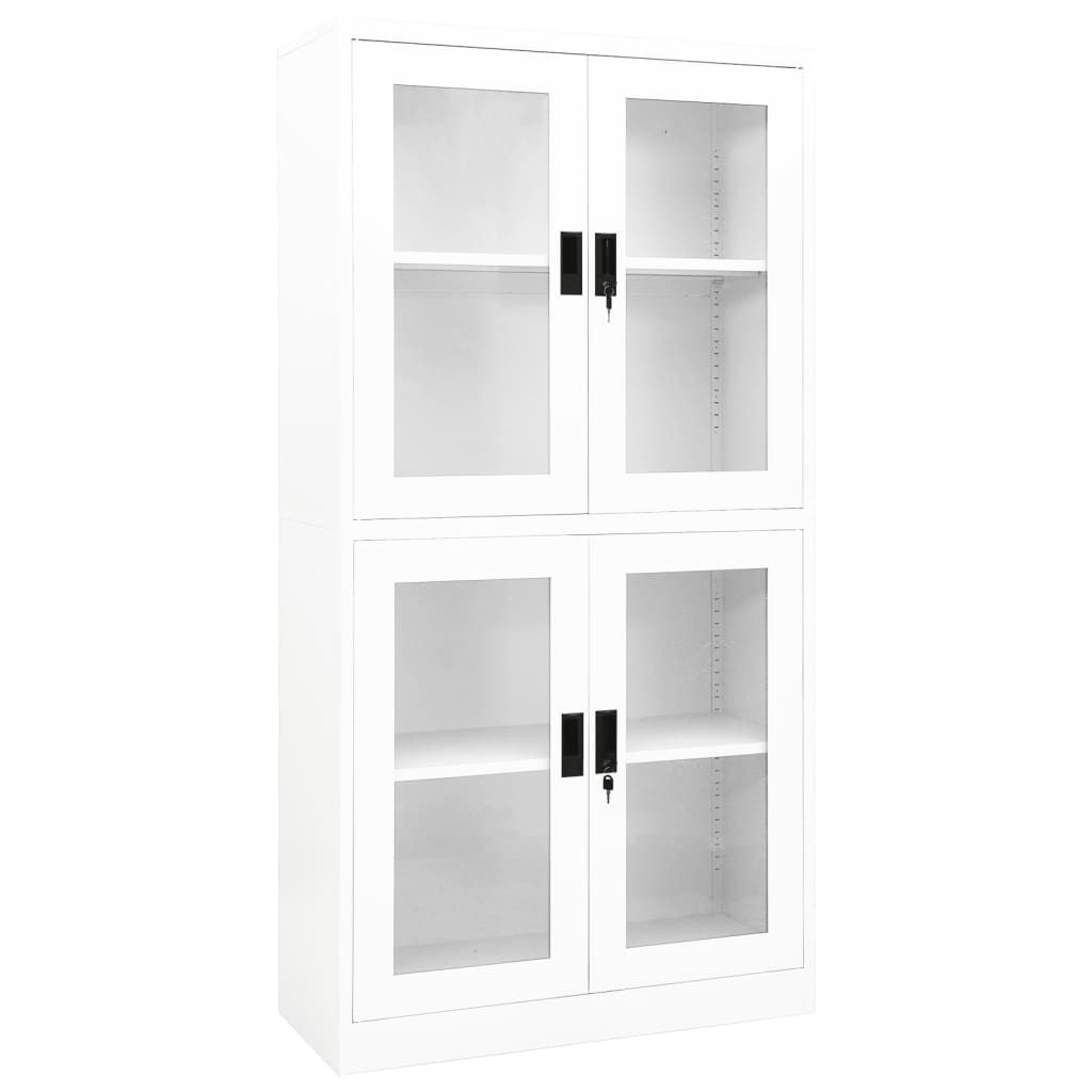 Toimistokaappi valkoinen 90x40x180 cm teräs/karkaistu lasi - Sisustajankoti.fi
