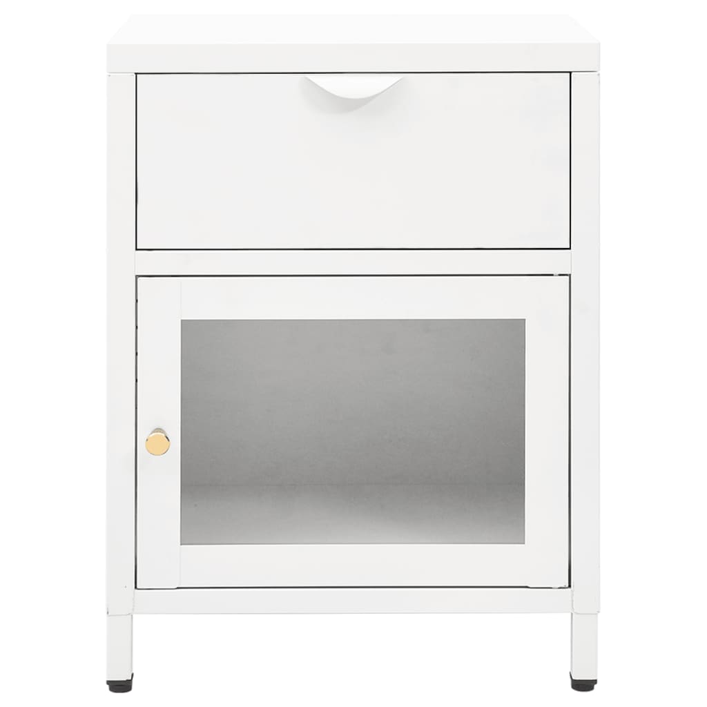 Yöpöytä valkoinen 40x30x54,5 cm teräs ja lasi - Sisustajankoti.fi