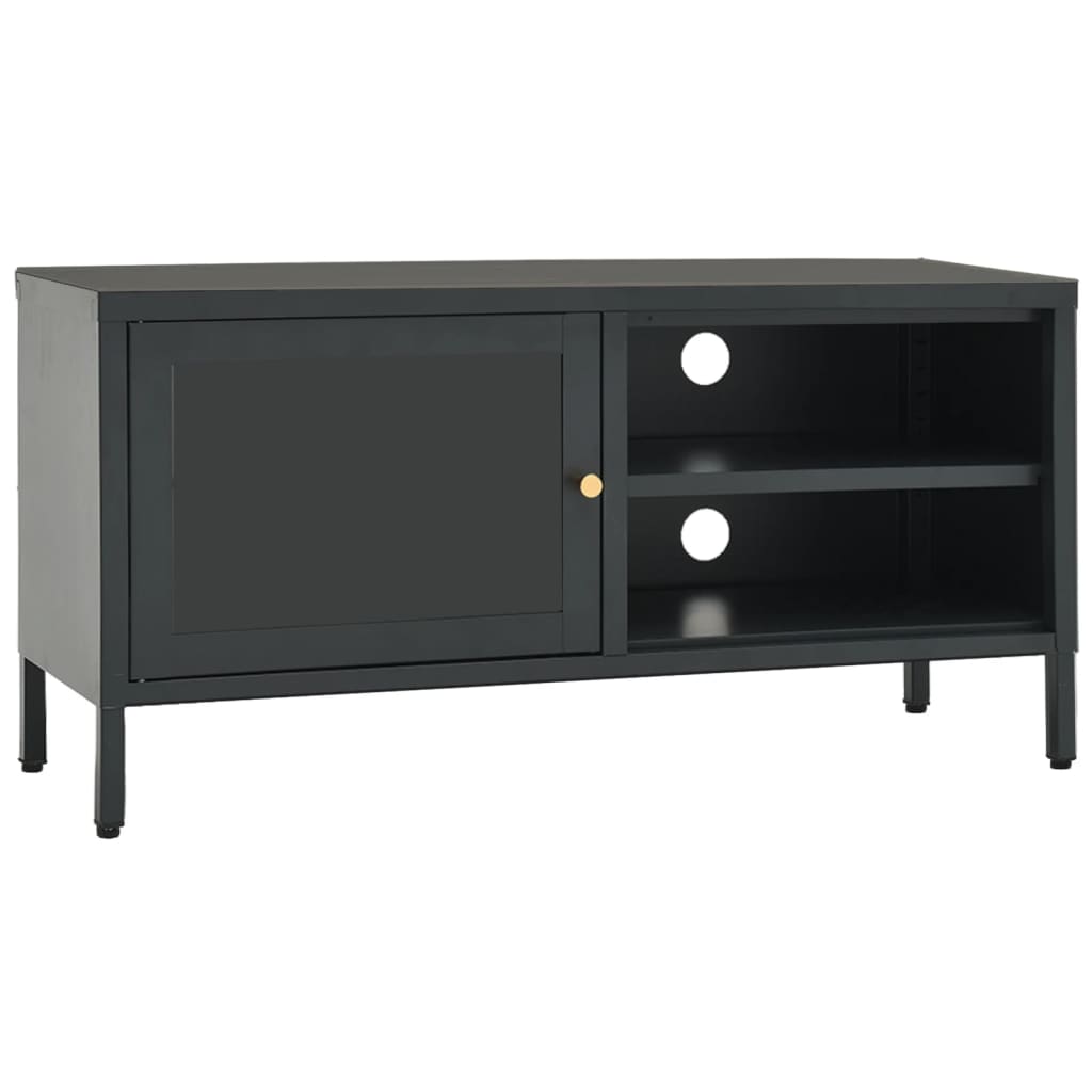 TV-taso antrasiitti 90x30x44 cm teräs ja lasi - Sisustajankoti.fi