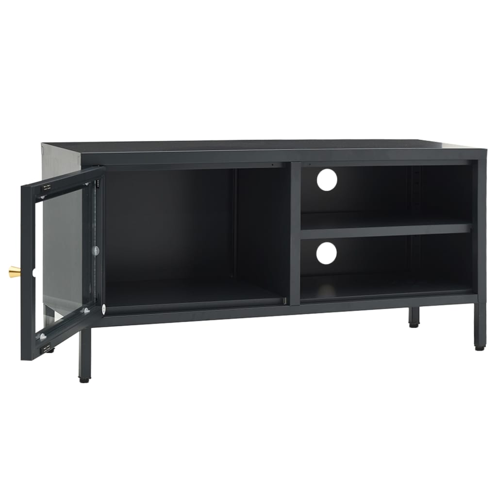 TV-taso antrasiitti 90x30x44 cm teräs ja lasi - Sisustajankoti.fi