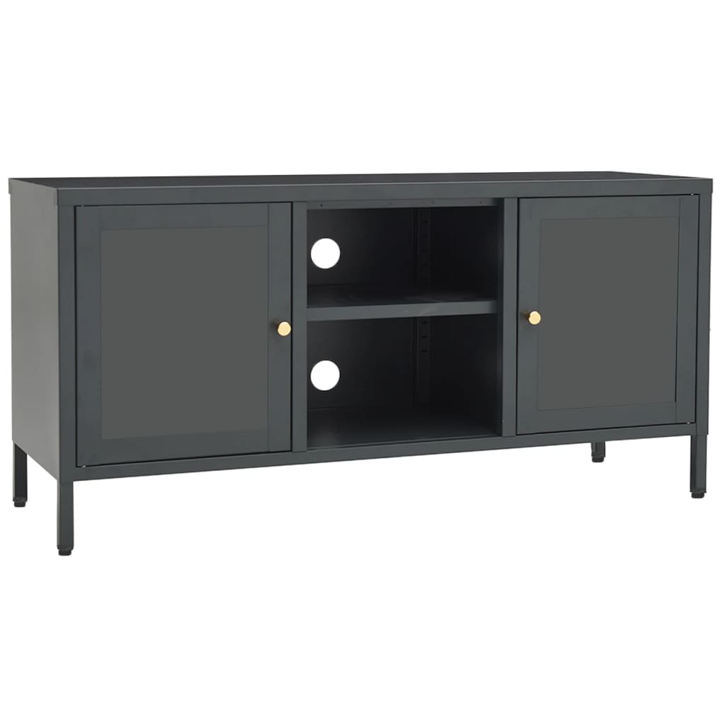 TV-taso antrasiitti 105x35x52 cm teräs ja lasi - Sisustajankoti.fi