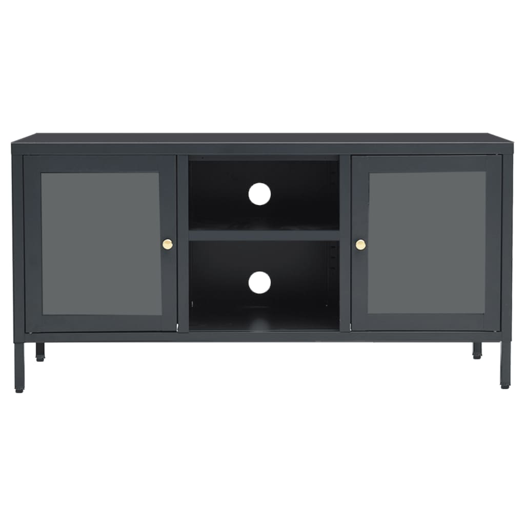 TV-taso antrasiitti 105x35x52 cm teräs ja lasi - Sisustajankoti.fi