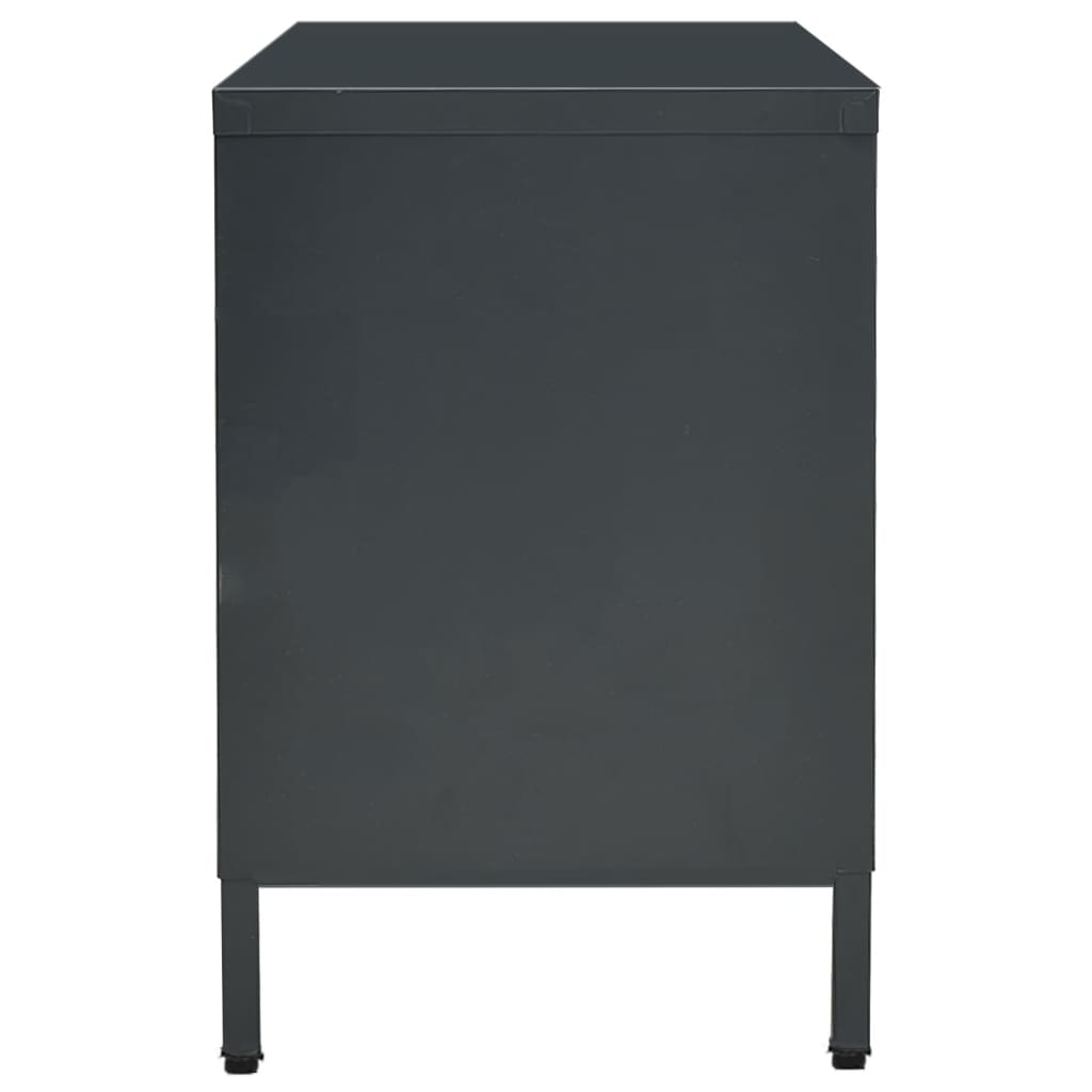 TV-taso antrasiitti 105x35x52 cm teräs ja lasi - Sisustajankoti.fi