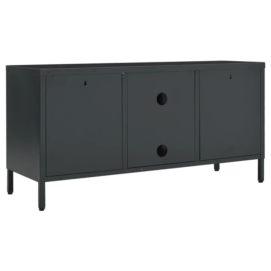 TV-taso antrasiitti 105x35x52 cm teräs ja lasi - Sisustajankoti.fi